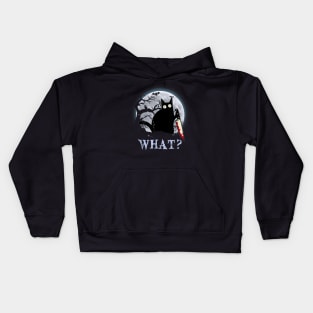 Cat What? Murderous Black Cat With Knife Halloween Costume Kids Hoodie